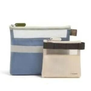 2 U BRANDS Pencil Cases 7 in Blue & 4.5 in Yellow Mesh Zipper Bag Storage b3